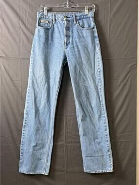 Calvin Klein High Rise Straight Leg Jeans Women’s 26 Light Wash Button Fly Denim